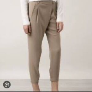 VINCE. Women's Size 6 Asymmetric Harem Trousers Leather Trim Brown Taupe